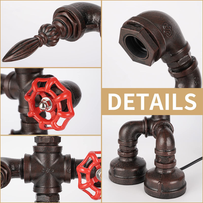 Load image into Gallery viewer, Metalkitor-Steampunk Industrial Antique Iron Metal Robot Pipe Desk Table Lamp for Room Decor DIY Men&#39;s Boys Nerdy Birthday New Year Gifts
