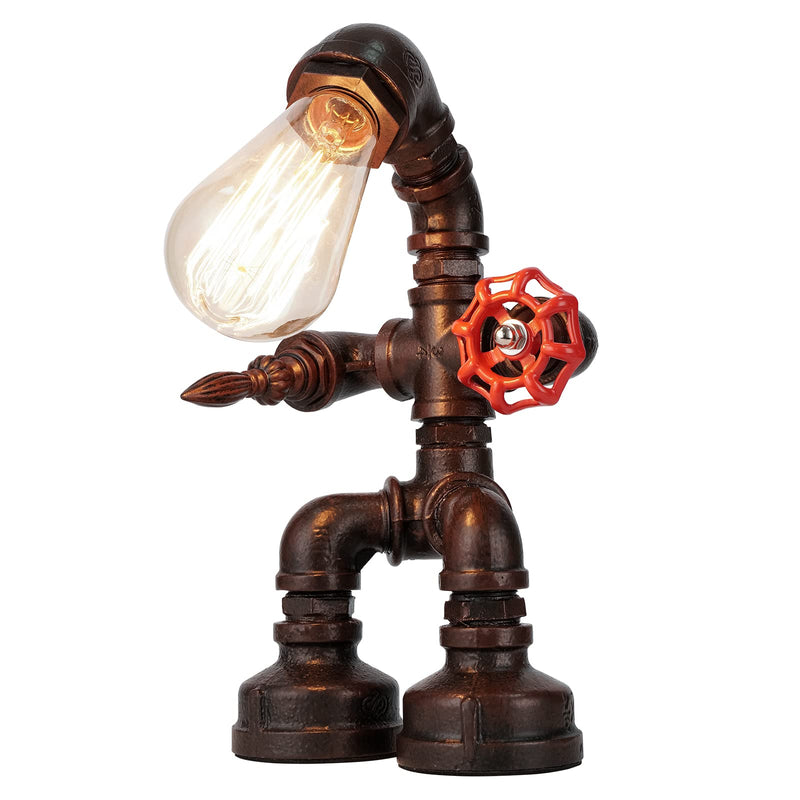 Laden Sie das Bild in Galerie -Viewer, {Metalkitor-Steampunk Industrial Antique Eisen Metall Roboter Pipe Schreibtisch Lampe für Raumdekor DIY Herren Boys Nerdy Birthday New Year Geschenke
