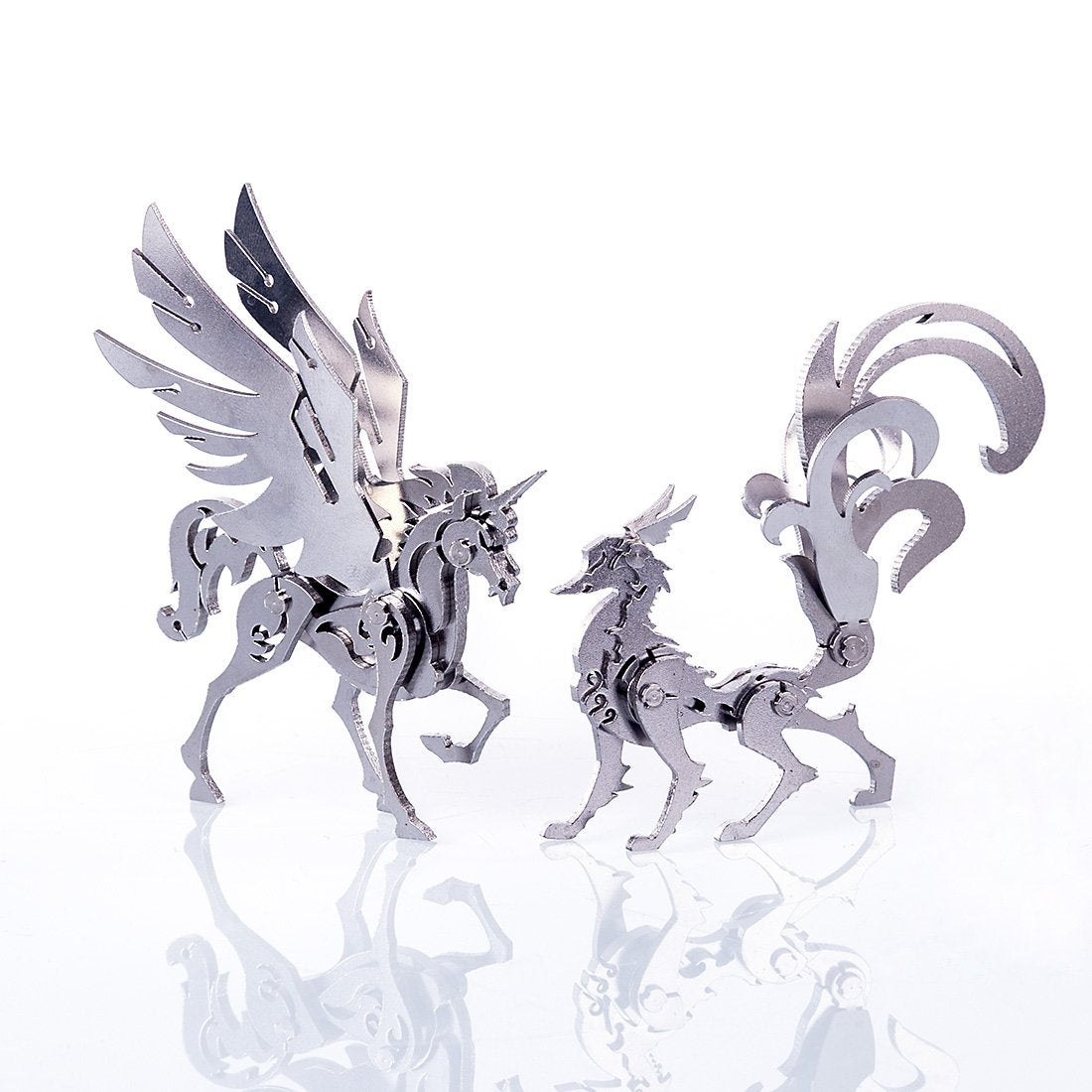 4PCS Metall DIY Assembly Abnehmbares Einhorn Wolf Lion Fox Model 3D -Puzzle -Kit