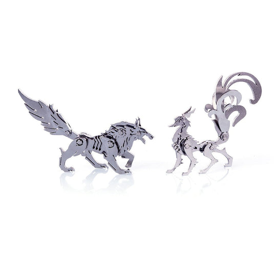 4pcs ensamblaje de metal de bricolaje desmontable unicornio lobo lion fox modelo 3D rompecabezas kit de rompecabezas