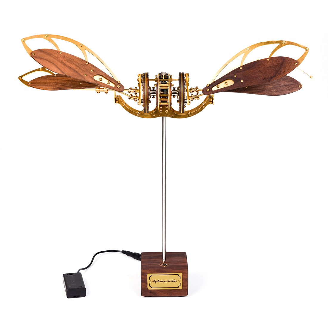 Verzamelbare dynamische mechanische mysterie Dragonfly diy metaal houten 3D -vliegtuigpuzzelmodel