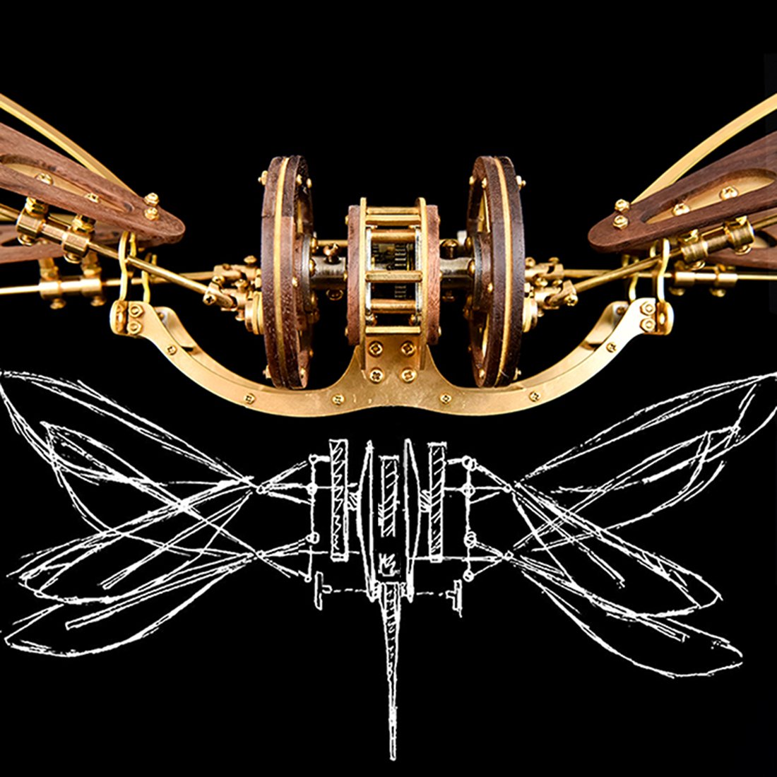 Collectable Dynamic Mechanical Mystery Dragonfly DIY Metal Wooden 3D Aircraft Puzzle Model