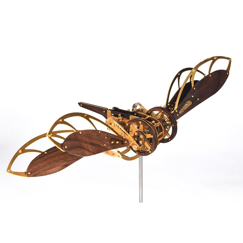 Laad de afbeelding in galerijviewer, Verzamelbare dynamische mechanische mysterie Dragonfly diy metaal houten 3D -vliegtuigpuzzelmodel
